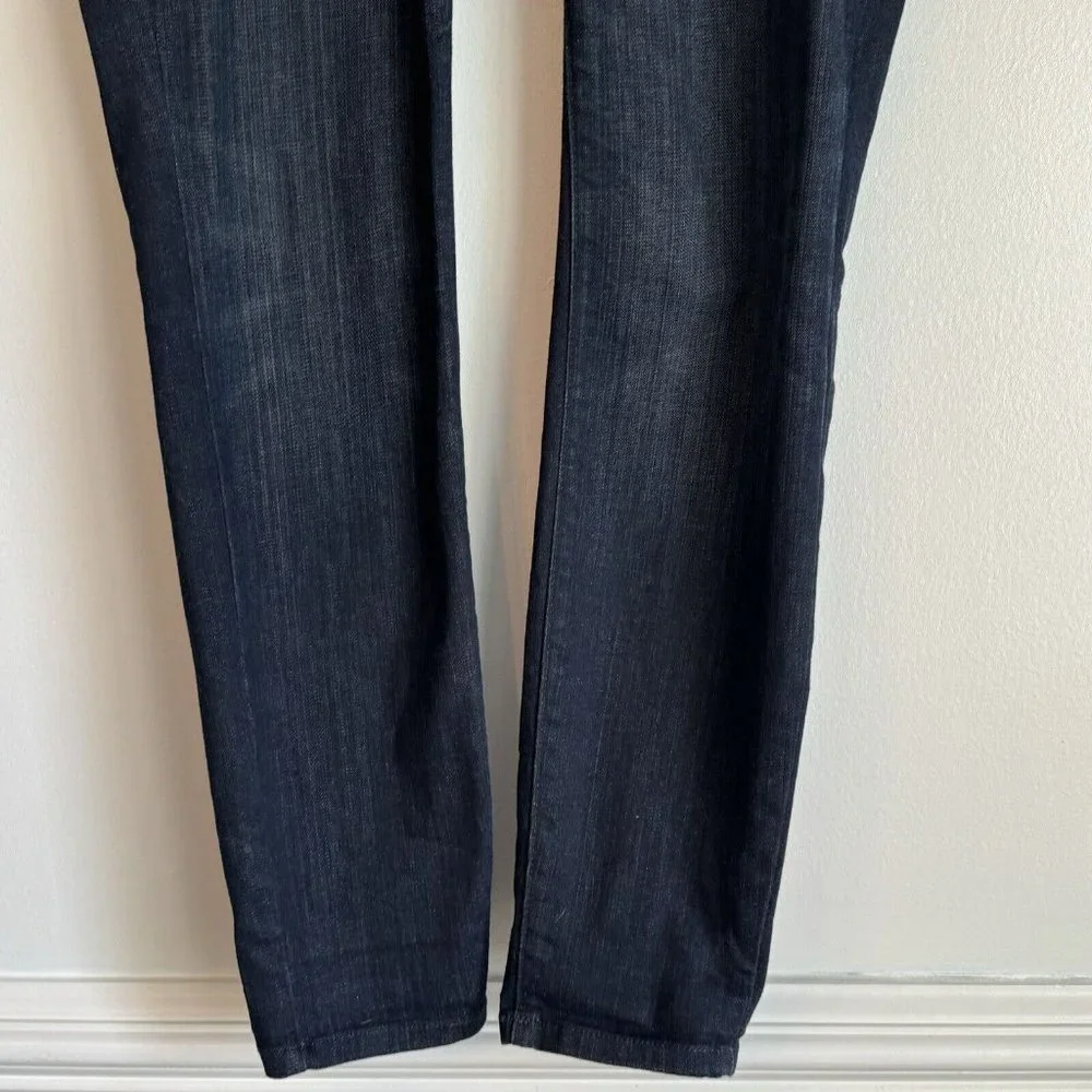 Eileen Fisher Pull On Pants Small Dark Blue Wash Organic Cotton Elastic Waist_3